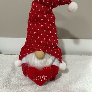 Red Holiday Gnome Plush with 'Love' Heart